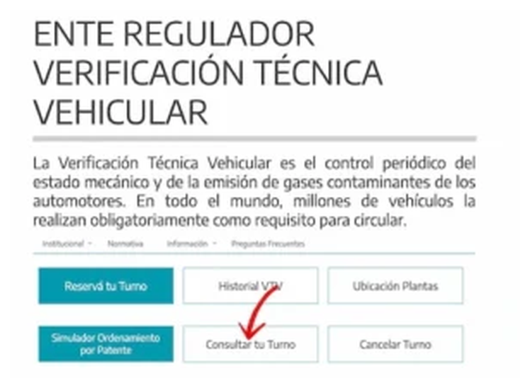 Paso 1 para consultar o cambiar el turno de la VTV en La Plata